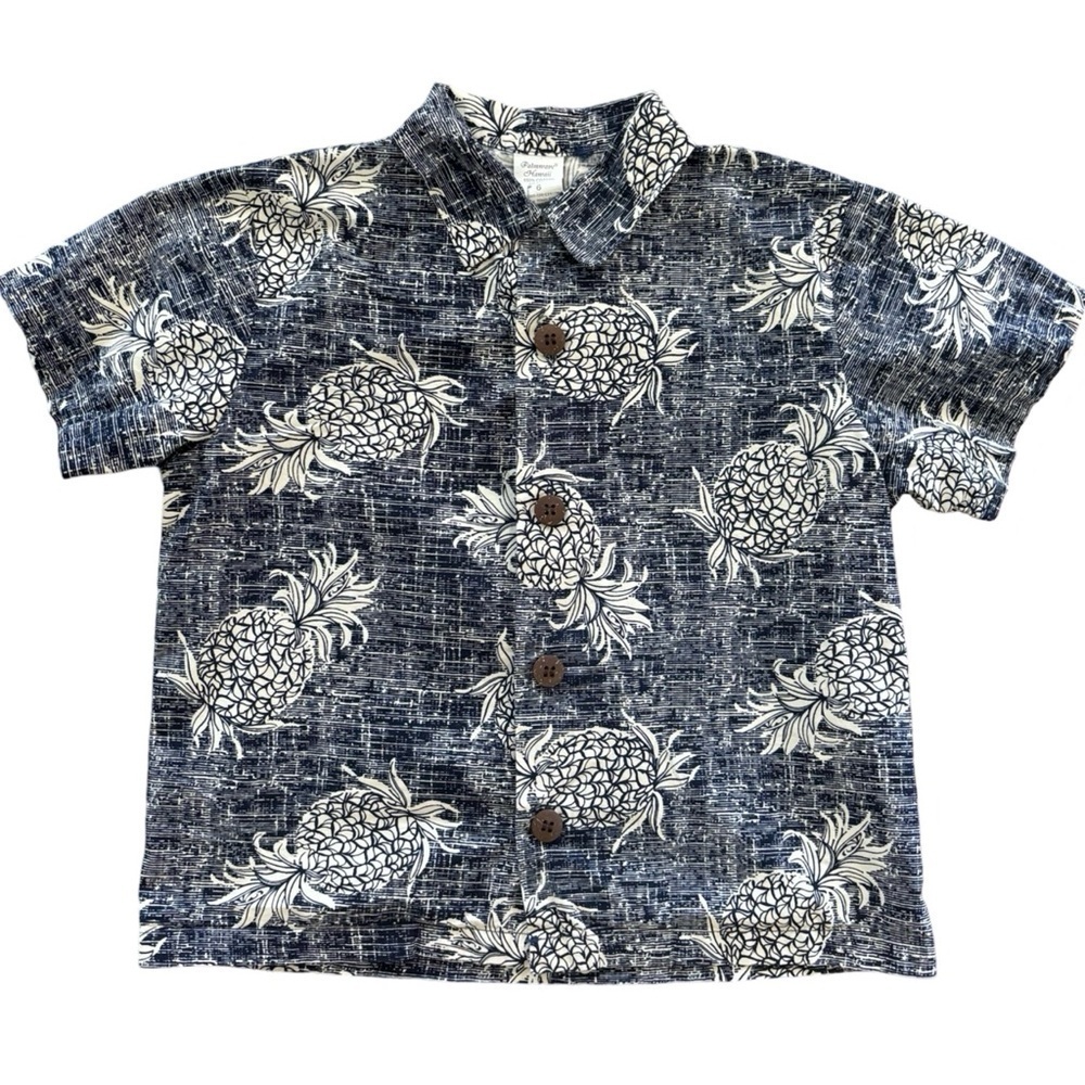 Vintage 90s kids  Palmwave Hawaiian pineapple button down- kids 6